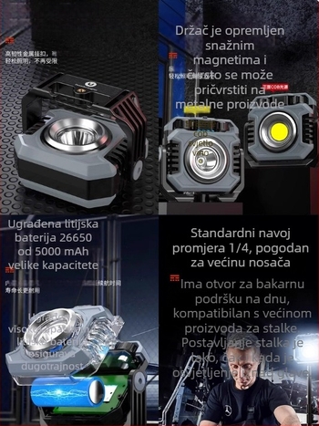 LED kamping svjetlo s magnetskom bazom, prijenosno, punjivo, 20W, 3.7V, neprekidno podešavanje jačine svjetla