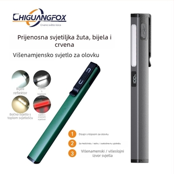 LED pero-oblika radna svjetiljka s USB punjenjem, magnetska baza i prikaz snage – 3W LED, 400mAh