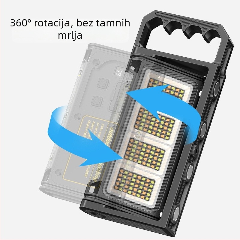 Ruiying Prijenosni LED Reflektor 30W, 10000mAh, vodootporan, 360° rotacija, punjivi, za održavanje automobila