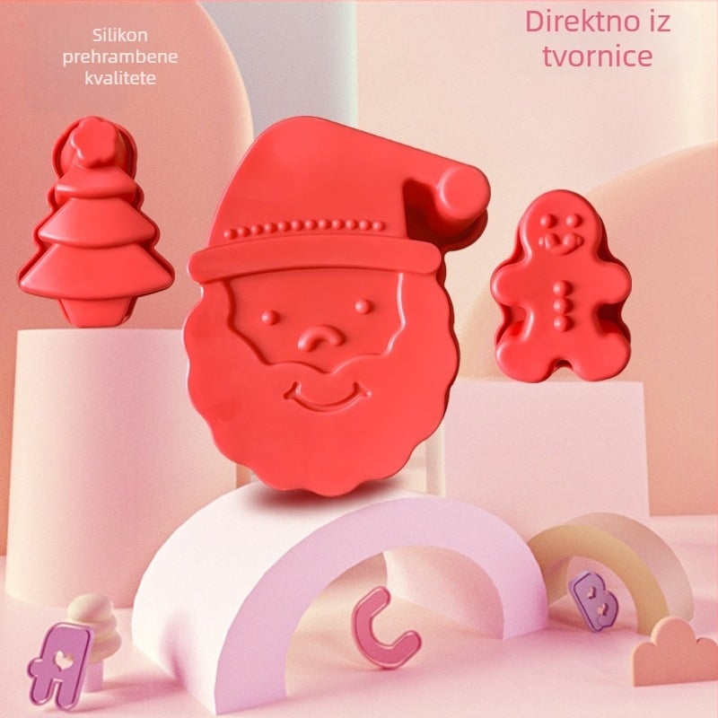 Božićna silikon forma za pečenje – okrugla kalupa za kolače i kekse, neprijanjiva, alat za čokoladu i žele