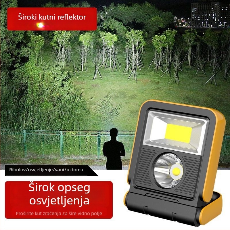 TANJE vanjska kamperska svjetiljka s LED glavnim svjetlom + COB, baterija 1200mAh, 10W, punjenje, domet preko 500m