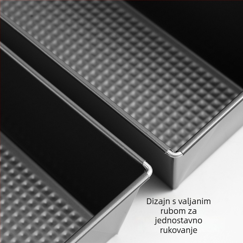 Četverostruki set pravokutnih kalupa za pečenje od ugljičnog čelika za kruh i kolače, veličine 20–25–30–35 cm