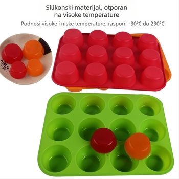 Silikonska kalupa za kolače sa 24 rupa, okrugle posude za muffine, pleh za pečenje, za žele i DIY deserte
