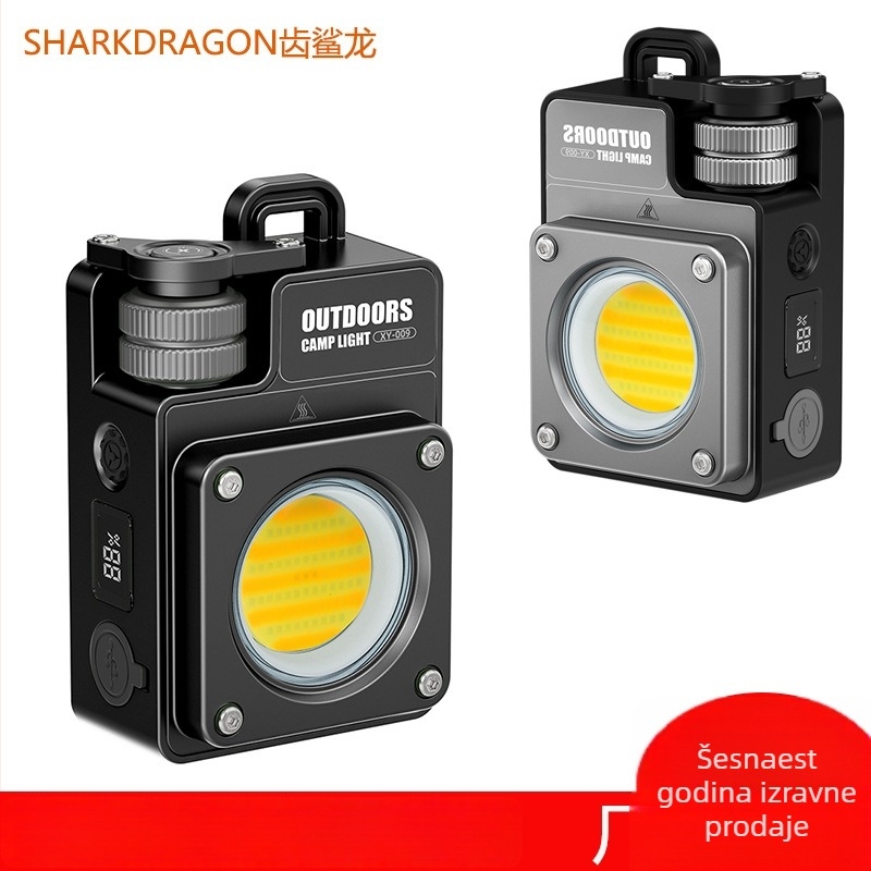 LED kamping svjetlo s USB punjenjem, aluminijsko legura tijela, COB LED, 360° rotacija, baterija 3000mAh