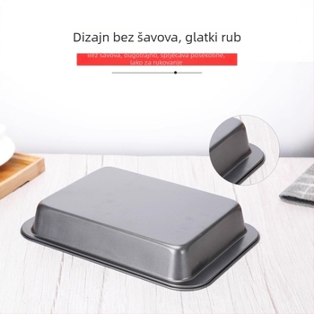 Neprijanjajuća tava za pečenje, pravokutnog dubokog oblika, od ugljičnog čelika, pogodna za pećnicu, višenamjenska forma za torte i kekse.