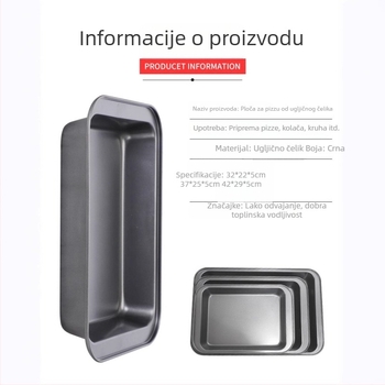 Neprijanjajuća tava za pečenje, pravokutnog dubokog oblika, od ugljičnog čelika, pogodna za pećnicu, višenamjenska forma za torte i kekse.