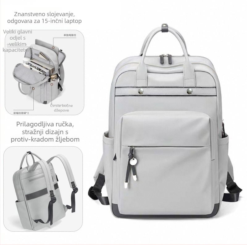 Unisex ruksak za laptop PU, 36–55L, vodootporan, s gornjom ručkom