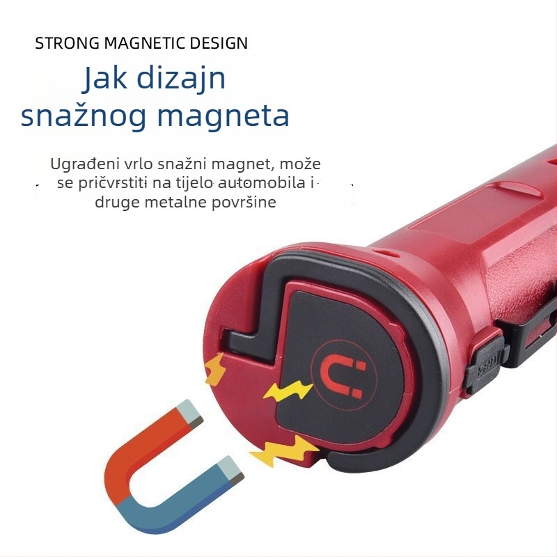 Ručna magnetska COB LED radna svjetiljka za vozilo, 10W, 1200mAh, USB-C punjenje, višefunkcionalna