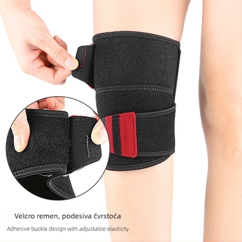 Sportski koljeni štitnici – samoljepljivi, mekani apsorberi udara, s Velcro trakom; glavni materijali: OK tkanina u kompozitu sa spužvom, spandeks, potporna traka, Velcro; za odrasle; pogodnih za badminton, odbojku, košarku