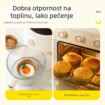 4-inčna kalupa od ugljičnog čelika s neprijanjajućim premazom, zlatne boje, okrugla forma za hamburger i cheesecake, za kućno pečenje