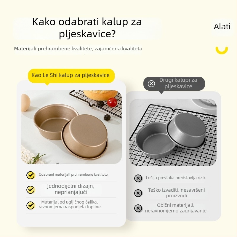 4-inčna kalupa od ugljičnog čelika s neprijanjajućim premazom, zlatne boje, okrugla forma za hamburger i cheesecake, za kućno pečenje