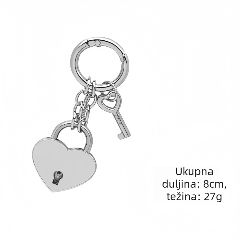 Ključni lanac s metalnim zatvaračem u obliku srca i petokrake zvijezde, s oprugom, za torbe