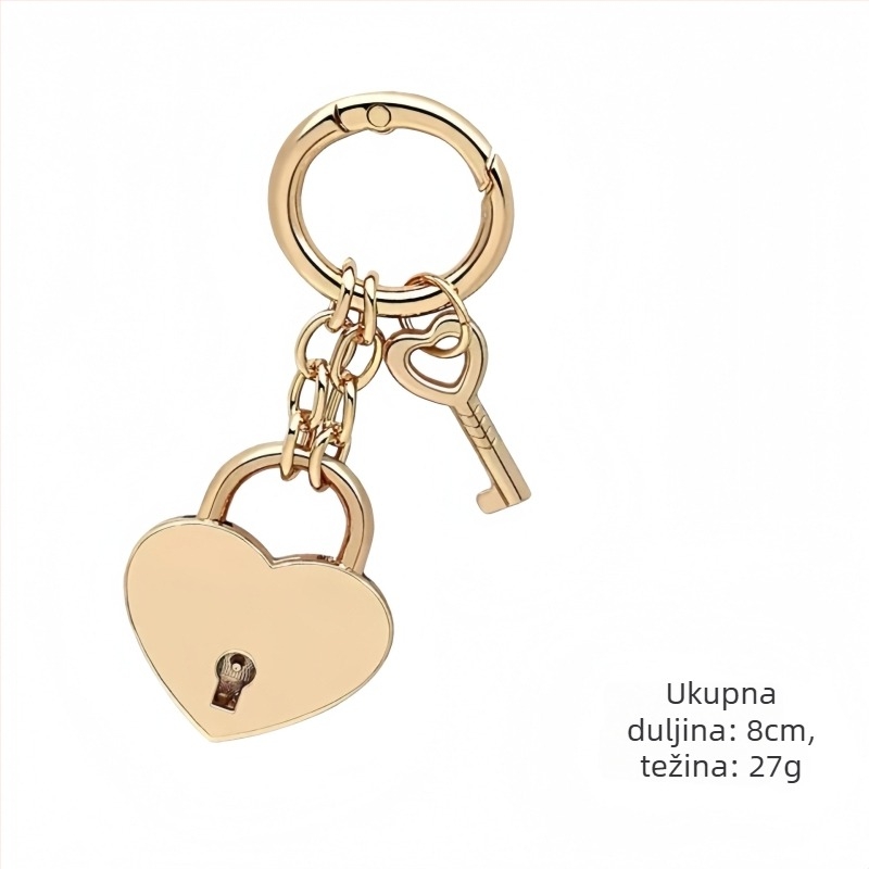 Ključni lanac s metalnim zatvaračem u obliku srca i petokrake zvijezde, s oprugom, za torbe