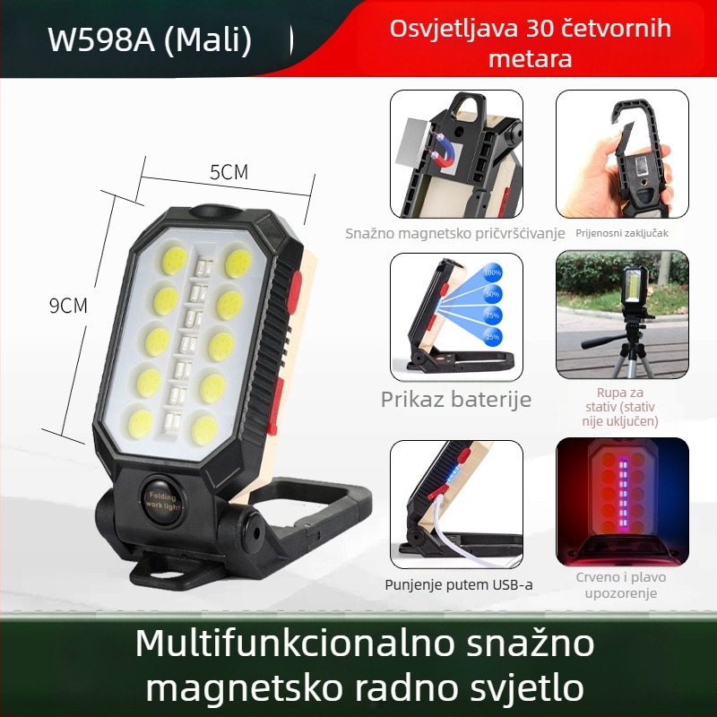 Ručna radna svjetiljka s LED T6, 3,7V, 10W, IP65, kut snopa 120°