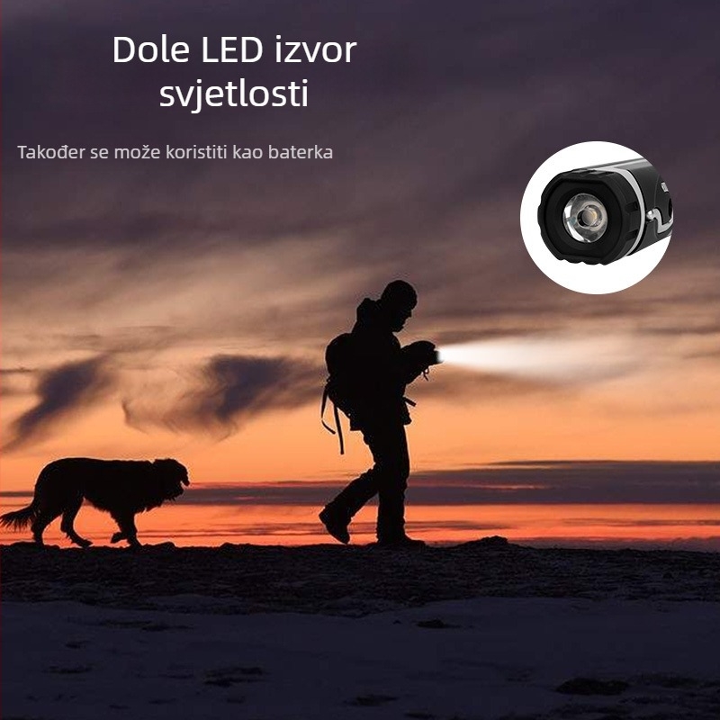 LED radna svjetiljka s magnetskim kukom, COB svjetlo, sklopiva ručna svjetiljka, 1W, napajanje suha baterija, ABS kućište, domet 50–100 m
