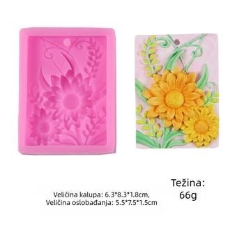 Silikonska forma za gips s cvjetnim motivima: margarite i krizanteme, nepravilnog oblika, kalup za pečenje