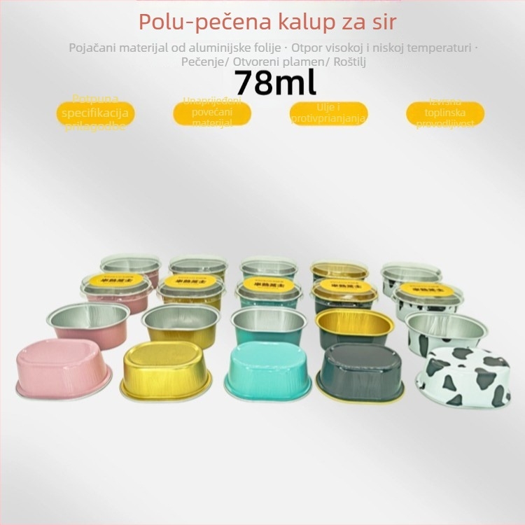 Jajolika kalup za kolače od aluminijske folije, pogodna za pečenje i deserte; otporna na visoke temperature; kompatibilna s mikrovalnom pećnicom i uređajem s toplim zrakom