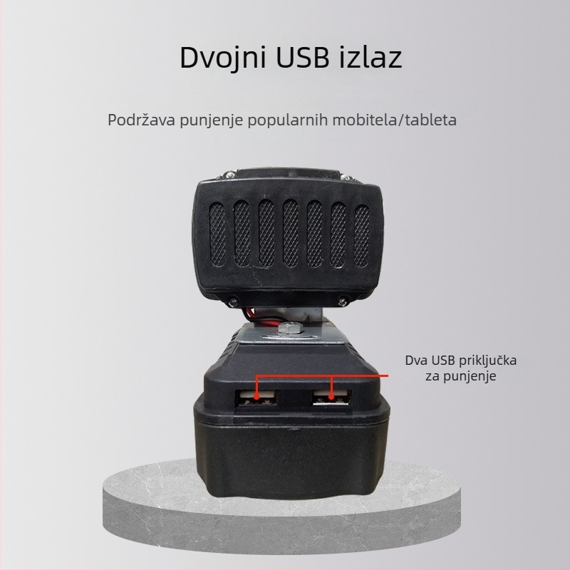 LED radna svjetiljka kompatibilna s Dewalt litijskom baterijom, s dualnim USB-om za nužno prijenosno osvjetljenje