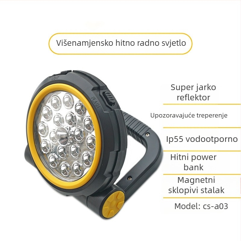 Prijenosna LED auto hitna svjetiljka za popravke, 10W, 5V, 1000 lm, 6000K, CS-A03