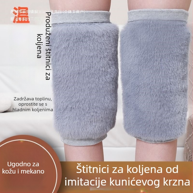 Koljenasti zaštitni navlaci s Velcro zatvaračem, topli umjetni krzno ze zeka, podstavljeni fleeceom i debelom izradom, otporni na vjetar za vožnju biciklom, unisex za muškarce i žene, za odrasle