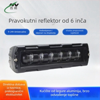 6-inčni LED spot u jednom redu, žuto-bijelo blještanje, radno svjetlo za automobile, građevinska vozila i viljuškar, dnevno svjetlo
