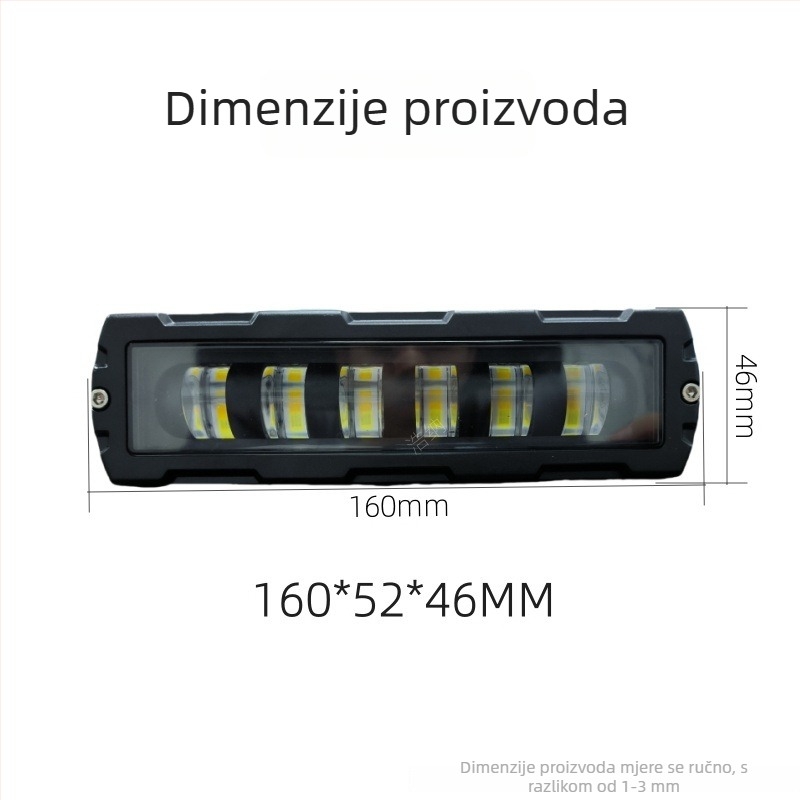 6-inčni LED spot u jednom redu, žuto-bijelo blještanje, radno svjetlo za automobile, građevinska vozila i viljuškar, dnevno svjetlo
