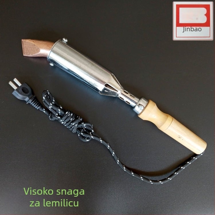 Električno pajkalno željezo s drvenom drškom i bakrenom glavom (220V, 30/75/100/300/500W, savijeni vrh)