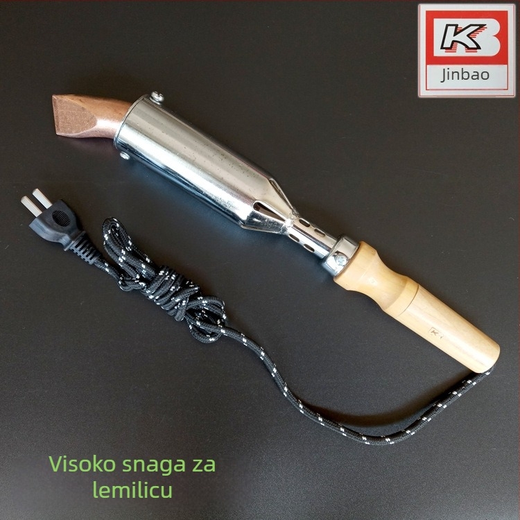 Električno pajkalno željezo s drvenom drškom i bakrenom glavom (220V, 30/75/100/300/500W, savijeni vrh)