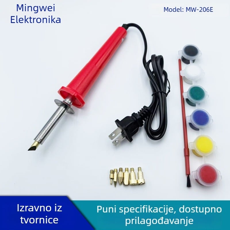 MW-206E Set za pyrography, graviranje i zavarivanje – električni lemilica s vanjskim grijanjem, 220-240V, gumena ručka, MINGWEI