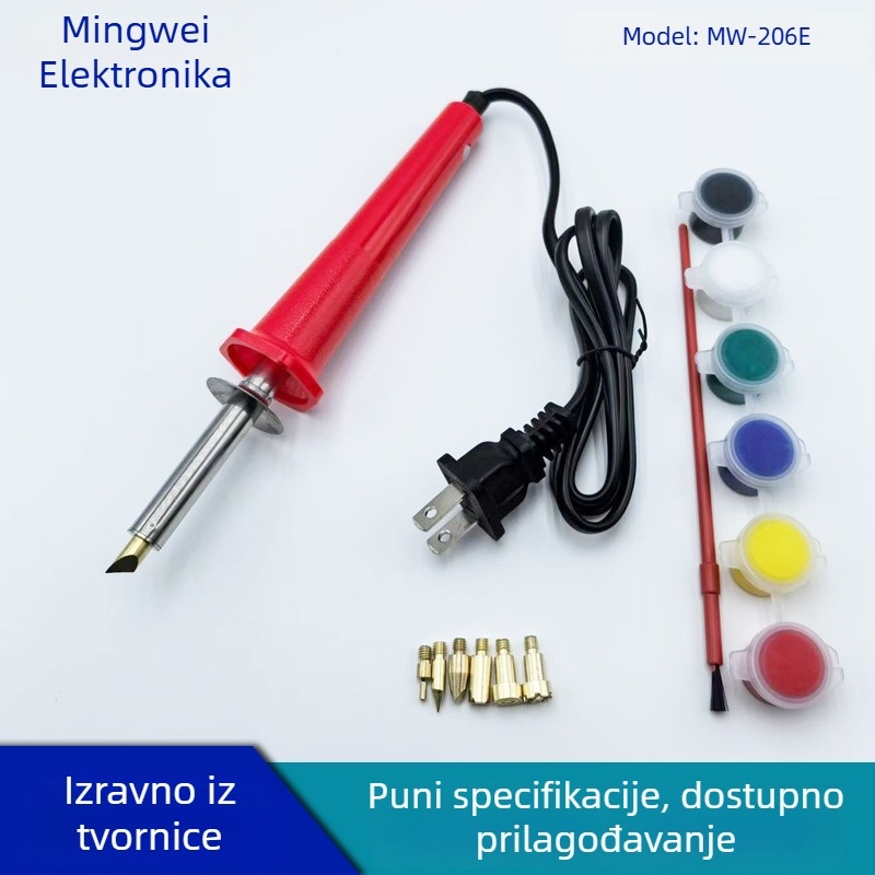 MW-206E Set za pyrography, graviranje i zavarivanje – električni lemilica s vanjskim grijanjem, 220-240V, gumena ručka, MINGWEI