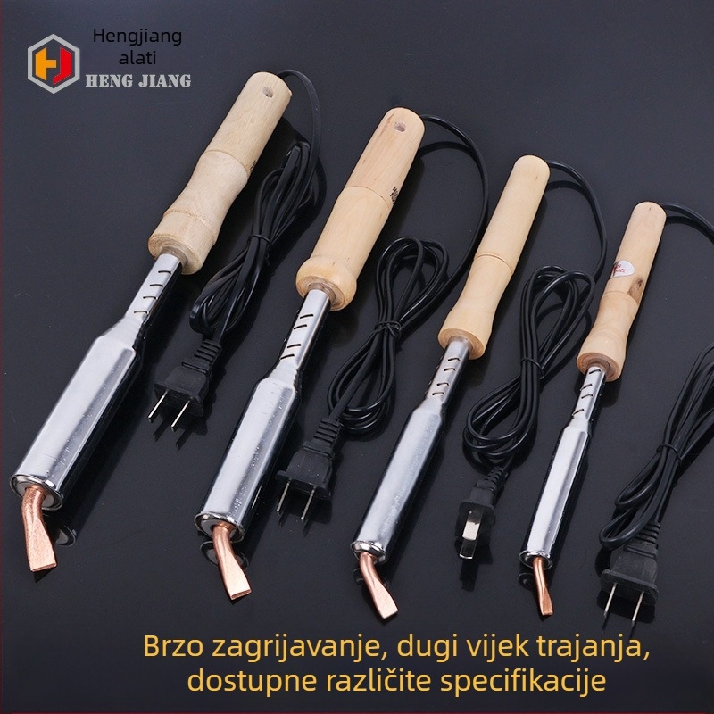 Električno lemljenje s vanjskim grijanjem, savijeni ravni vrh, drvena ručka, 75W/150W, 220V za zavarivanje