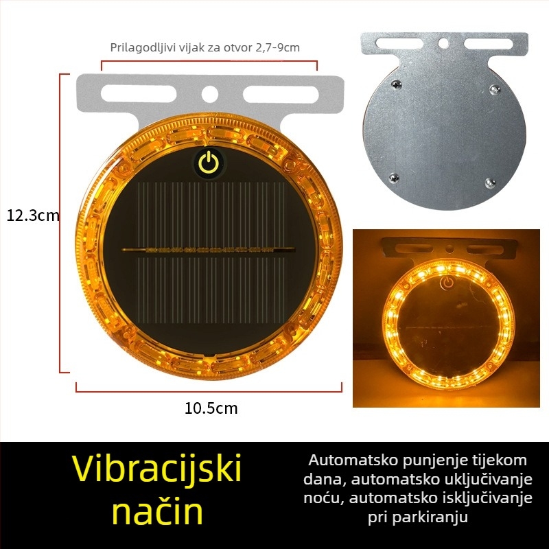 Solano upozoravajuće strob svjetlo za vozila – stražnje LED svjetlo bez ožičenja, široki pokazivač; Model: Solar warning strobe light; Primjenjivi modeli: Svi modeli; Proizvodni kod: 723045834