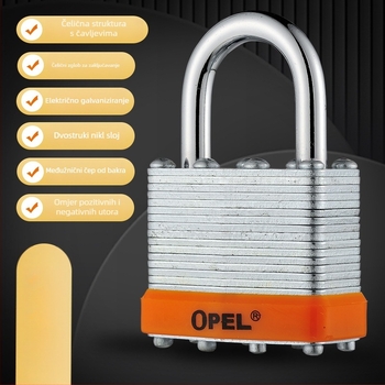 OPEL kućni lokot s željeznim tijelom i bakrenim cilindrom, model QC, otporan na prašinu, za skladišta, ormariće, prtljagu i gradilišta