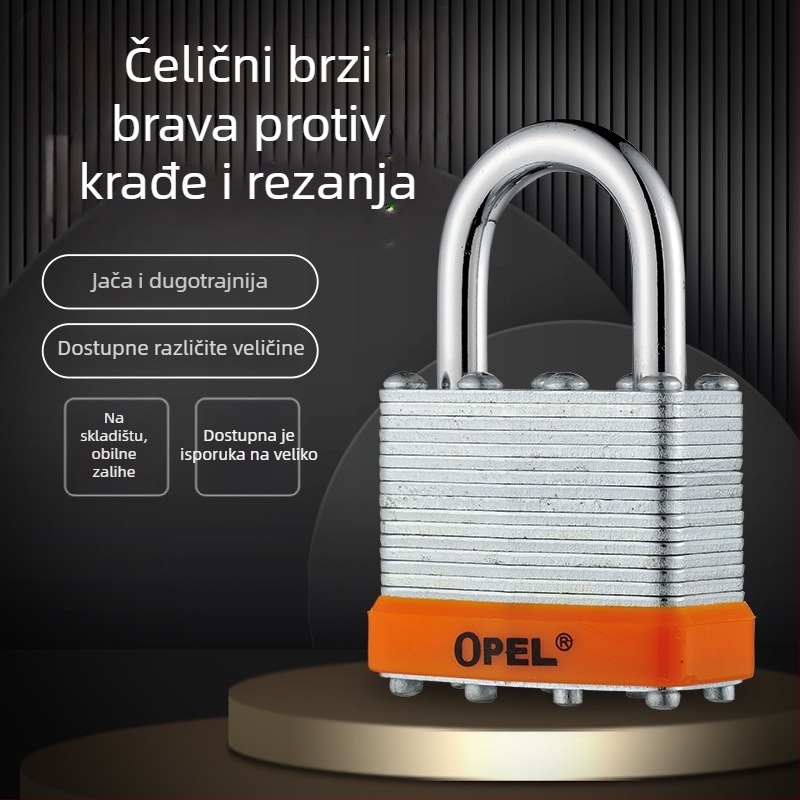 OPEL kućni lokot s željeznim tijelom i bakrenim cilindrom, model QC, otporan na prašinu, za skladišta, ormariće, prtljagu i gradilišta