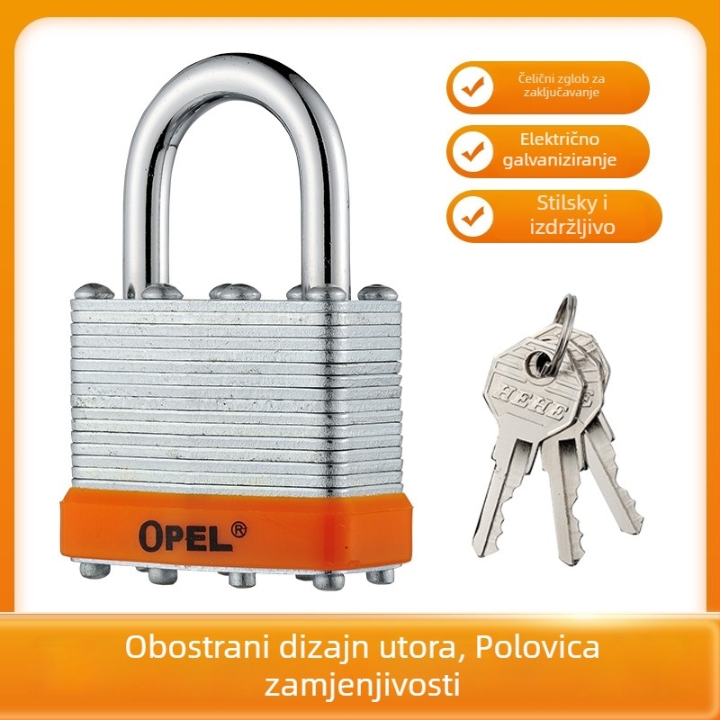 OPEL kućni lokot s željeznim tijelom i bakrenim cilindrom, model QC, otporan na prašinu, za skladišta, ormariće, prtljagu i gradilišta