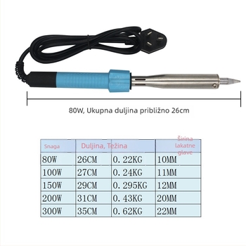 Lemilica s gumiranom drškom, 220V, 80–300W, električno grijanje