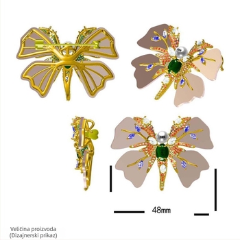 Bakrena broš s cirkonijem, životinjski oblik, mikro postavljanje, dekorativna i vjenčana, sladak stil