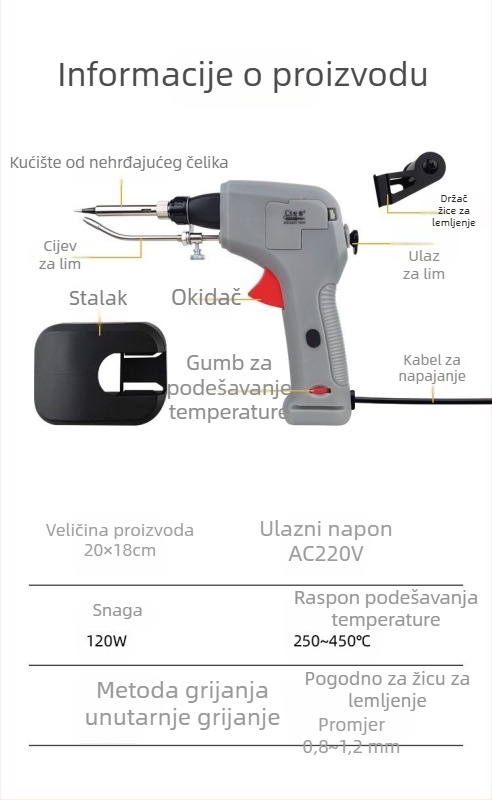 Novi automatski lemilica od 120W s napajanjem cinkom za elektroničke popravke, prijenosni visokoučni alat za lemjenje
