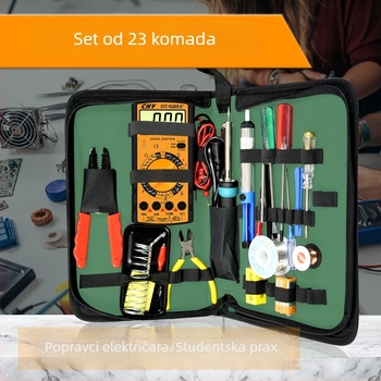 Električni set alata za lemljenje, 23 dijela u kutiji, za kućnu i studentsku upotrebu, s regulacijom temperature