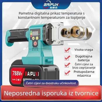 Bežični punjivi stroj za toplomeltno zavarivanje PPR cijevi, 12A, 280W, kućni alat za zavarivanje plastike