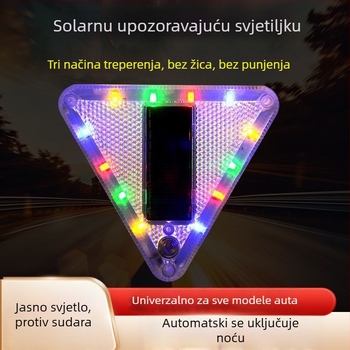 Automobilsko solarno upozoravajuće svjetlo za sprječavanje zadnjeg sudara, visoko-intenzivna svjetlost, snažan magnet, napajanje (Bez brenda; Kompatibilno s drugim modelima; Podrška od originalne tvornice)