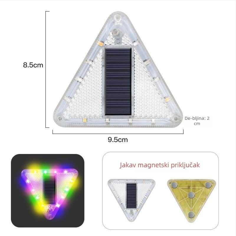 Automobilsko solarno upozoravajuće svjetlo za sprječavanje zadnjeg sudara, visoko-intenzivna svjetlost, snažan magnet, napajanje (Bez brenda; Kompatibilno s drugim modelima; Podrška od originalne tvornice)