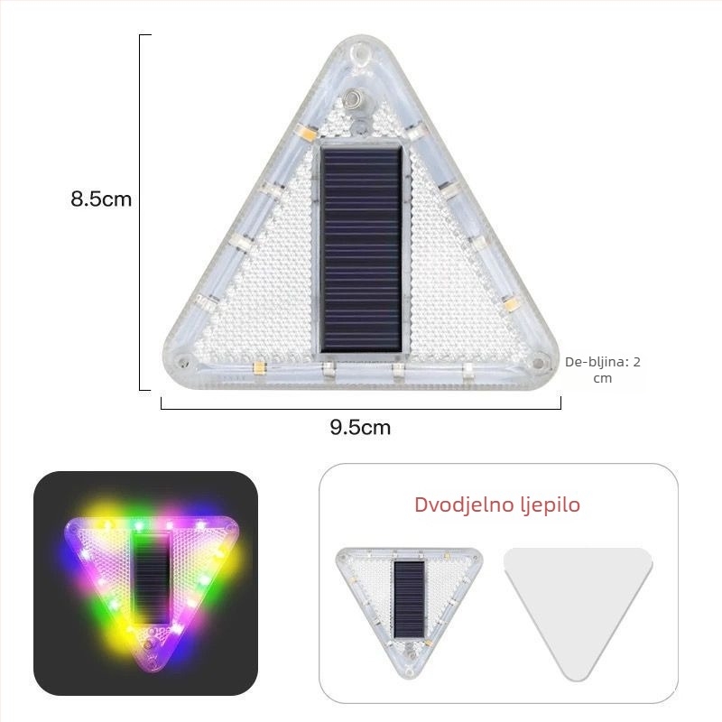 Automobilsko solarno upozoravajuće svjetlo za sprječavanje zadnjeg sudara, visoko-intenzivna svjetlost, snažan magnet, napajanje (Bez brenda; Kompatibilno s drugim modelima; Podrška od originalne tvornice)