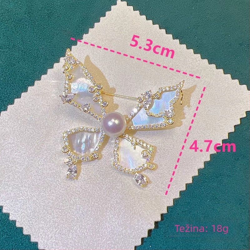 Bros leptane legure s motivom leptira, Auspicious Clouds, životinjski stil, zima 2024