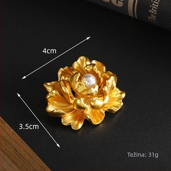 Yusheng broš s cvjetnim oblikom od legure, elektroplatiniran, klasični unisex dodatak