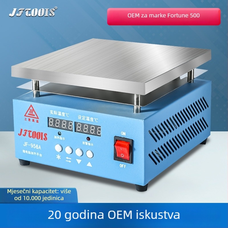 Električna ploča za grijanje s konstantnom temperaturom, 200×200 mm, 6061 aluminij, model JF-956A, 1000 W, za grijanje, predgrijavanje i zavarivanje LED dioda
