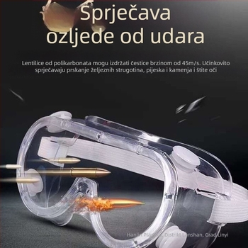 Zaštitne naočale za zavarivanje, elastična traka, PVC+PC konstrukcija, HD prijenos, prašno i otporno na udarce (Model: četverostruke naočale; Materijal: PVC+PC; Traka: elastična; Prijenos: HD; Funkcije: prašina i udarci)