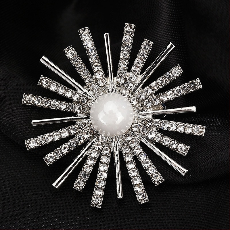 Broš od legure, stil snježne pahulje, visoka kvaliteta, biserom i kristalima, dijamantno završetak, šifra xz201230, pogodno za vjenčanja i darove