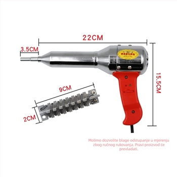 Pistolj toplinskog zraka s termostatom za zavarivanje plastike, 700W, elektronička kontrola temperature, podesiva temperatura, 220V