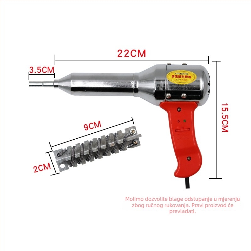 Pistolj toplinskog zraka s termostatom za zavarivanje plastike, 700W, elektronička kontrola temperature, podesiva temperatura, 220V